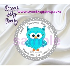 Turquoise Owl Baby Shower stickers,Turquoise Owl Baby Shower thank you tags,(001) Turquoise Owl Baby Shower stickers,Turquoise Owl Baby Shower thank you tags,(001)